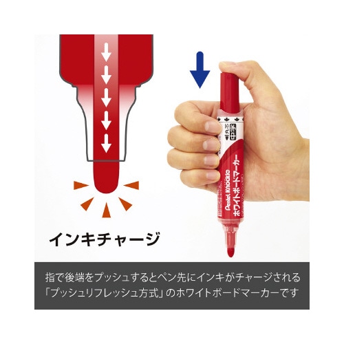 ホワイトボードマーカー ノックル 中字丸芯 赤