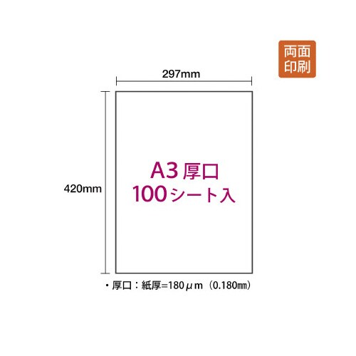 カラーレーザー用紙両面マット紙 A3厚口 100枚