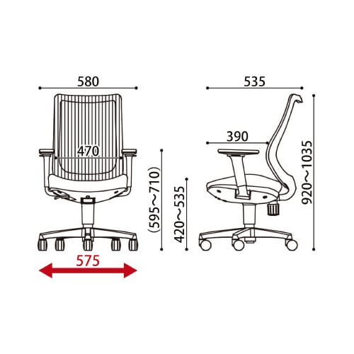 OA3200 BK Mバック レッド 肘付