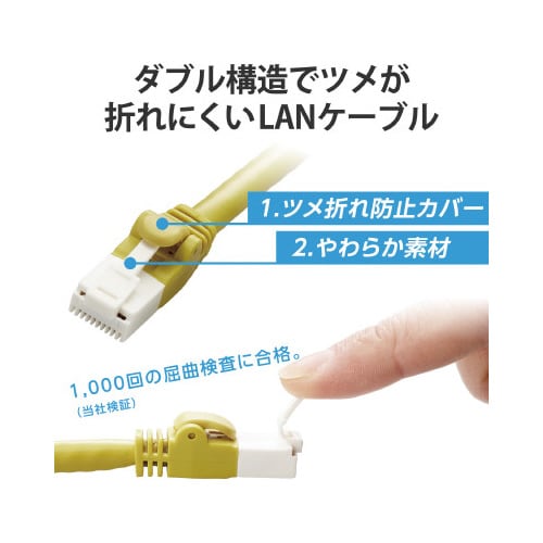 LANケーブル CAT6A 1m 高速 イエロー