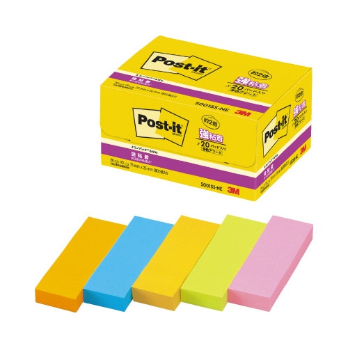 ポストイット 強粘着75×25 ネオン混色 20冊