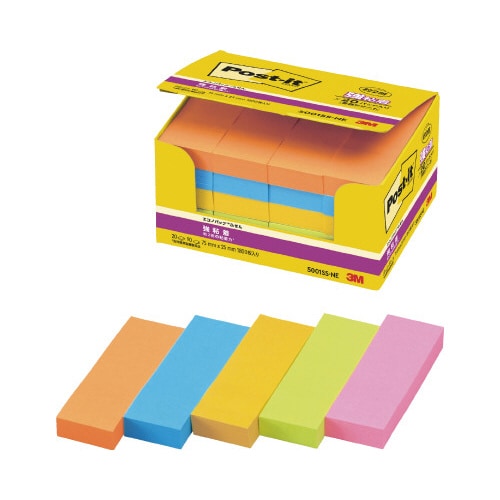 ポストイット 強粘着75×25 ネオン混色 20冊