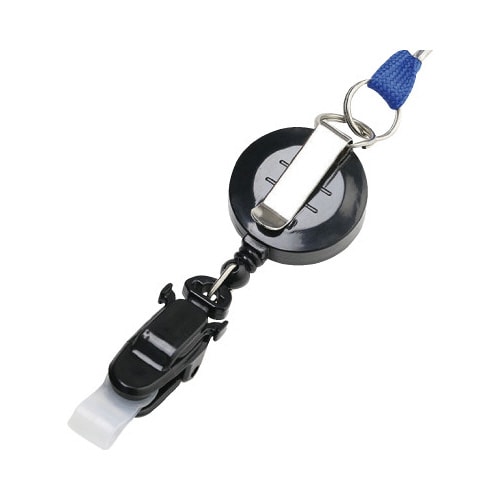 リール式吊下げ名札 チャックタイプ青