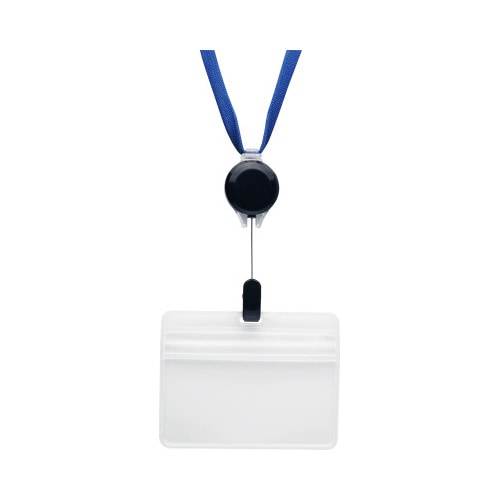 プロ耐リール 吊下げ名札 防水チャック 青 5枚