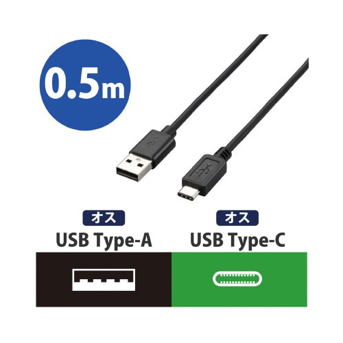 USB2.0A−Cケーブル認証品 3A 0.5m
