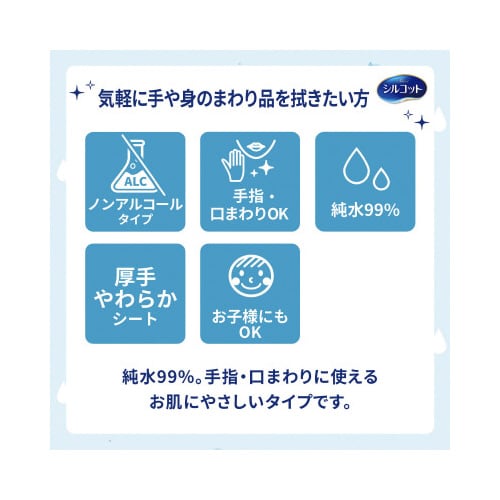 シルコットウェットピュアウォータ詰替58枚入×32