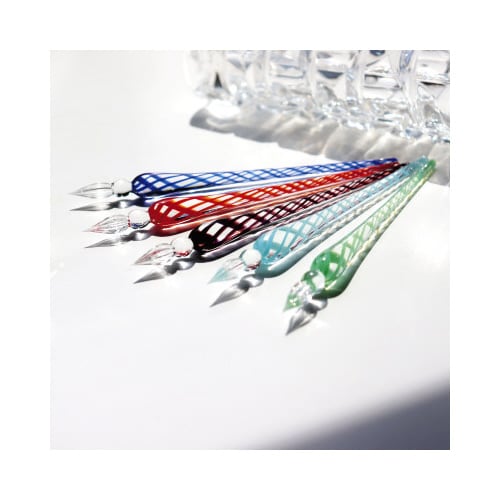 ギターガラスペン ラインメッシュ ペールグリーン