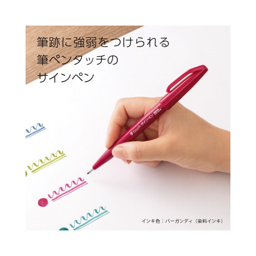 筆タッチサインペン バーガンディX10