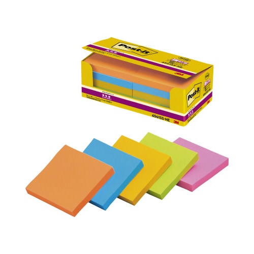 ポストイット 強粘着75×75 ネオン混色 10冊