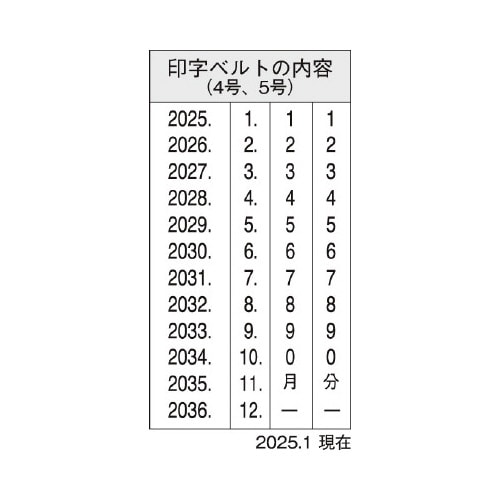 エルゴグリップ 回転ゴム印 本西暦日付4号 明朝体