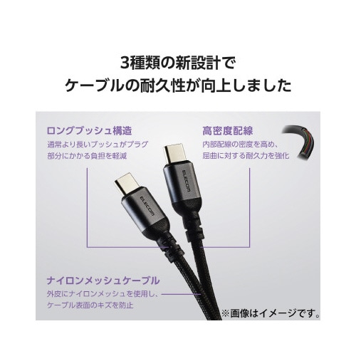 タイプCケーブル 1m ナイロンメッシュ 黒