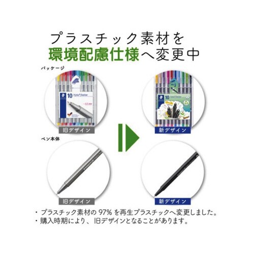 水性ペン トリプラス 0.3mm三角軸10色 ×3