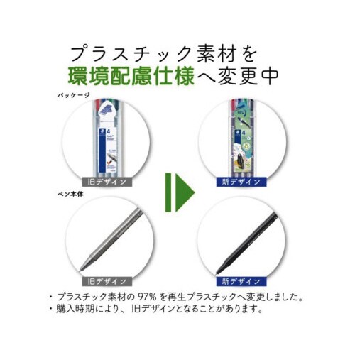 水性ペン トリプラス 0.3mm 三角軸 4色×5