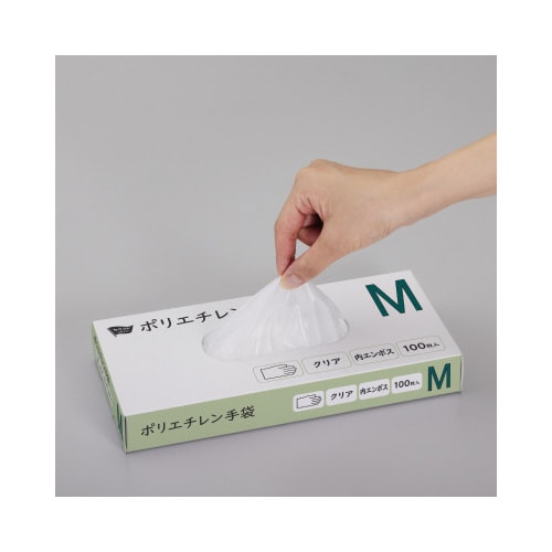 ポリエチレン手袋 内エンボスL100枚クリア×5