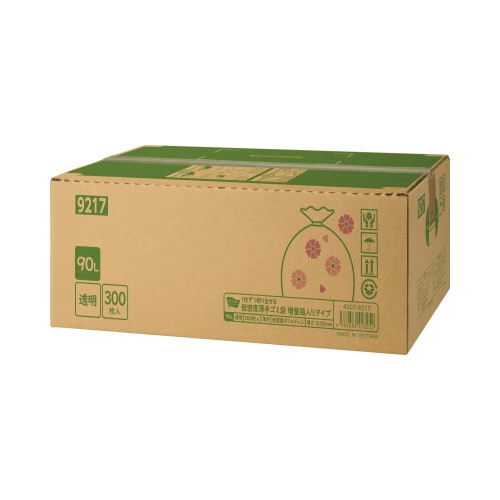 箱入り増量低密度薄手ゴミ袋 90L 300枚×2