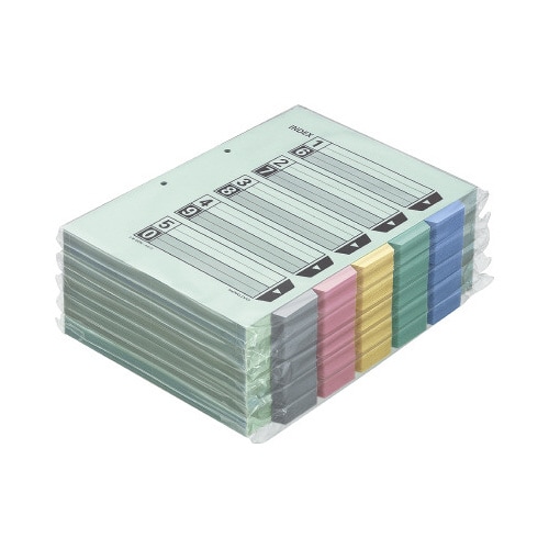 カラー仕切カードお徳用 A4縦 2穴 5山100組