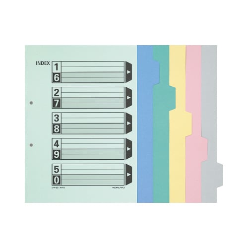 カラー仕切カード A4縦 2穴 5山 10組