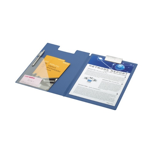 クリップホルダー(カバー付き用箋挟)A4 青