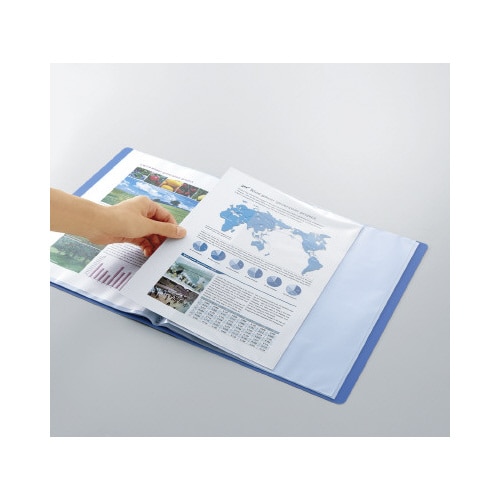 クリヤーブック固定式・横入 A4縦 20P 青