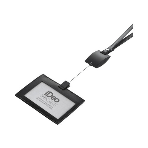 吊下げ名札IDeo革製 名刺IDカード用ヨコ型 黒