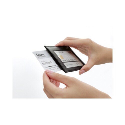 革製ネームカードケースIDeo ヨコ型 黒