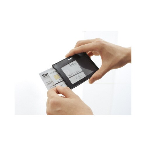 革製ネームカードケースIDeo ヨコ型 黒