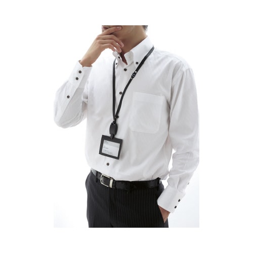 吊下げ名札IDeo革製 名刺IDカード用ヨコ型 黒