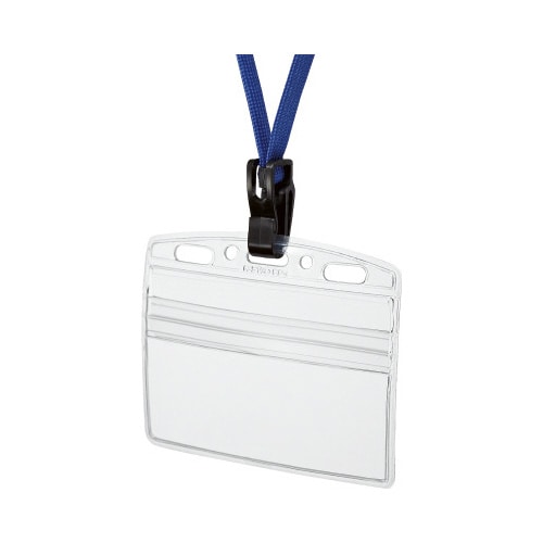 吊下名札<アイドプラス>カードプロテクトタイプ 青