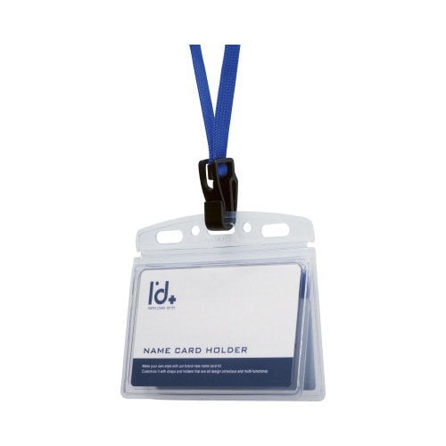 吊下げ名札セット(カードプロテクトタイプ)青