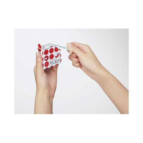 カラーラベル しっかり貼れる 丸15mm 赤