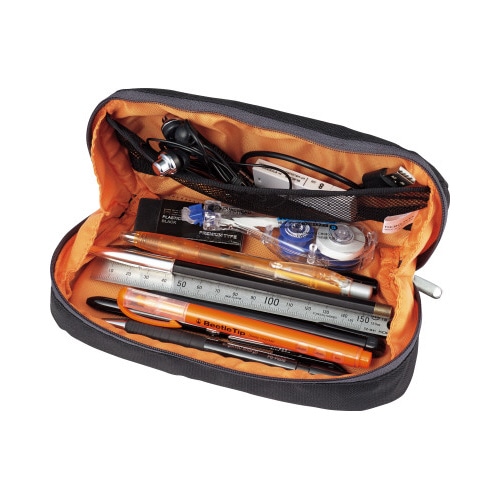 ペンケース<シェルブロ>ブラック×オレンジ