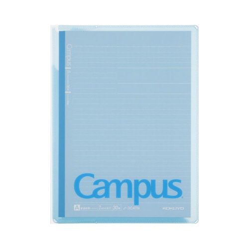 キャンパスカバーノート プリント収容ポケット付 青