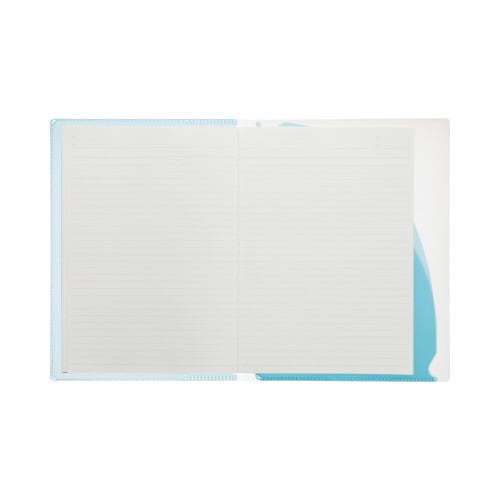 キャンパスカバーノート プリント収容ポケット付 青