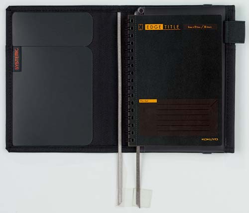 カバーメモ(2冊収容・リングメモ)A6黒B罫50枚