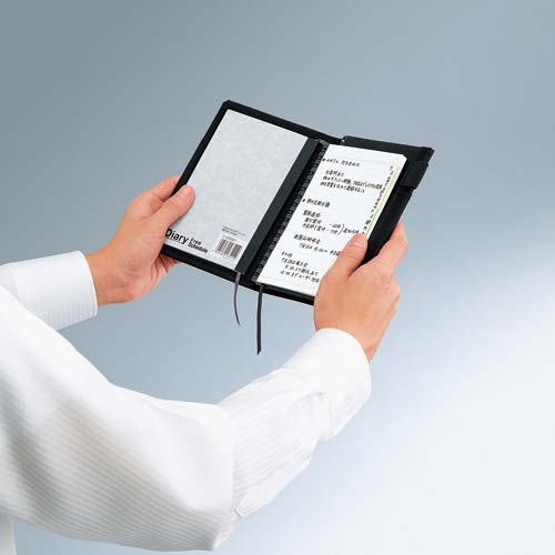 カバーメモ(2冊収容・リングメモ)A6黒B罫50枚