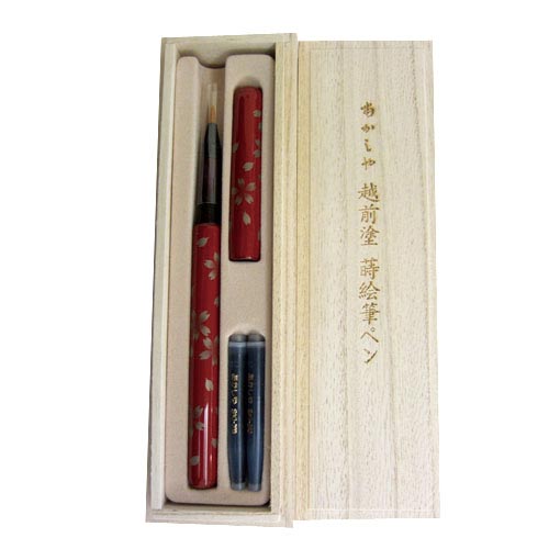 蒔絵筆ペン 舞桜 朱 漆塗 UK15B−03