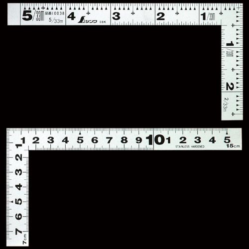 曲尺平ぴた シルバー 5寸/15cm 併用目盛
