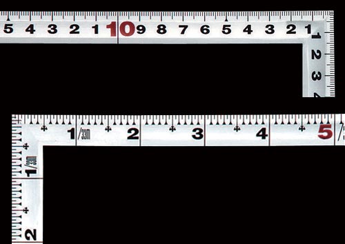 曲尺角厚 シルバー 30cm/1尺 併用目盛