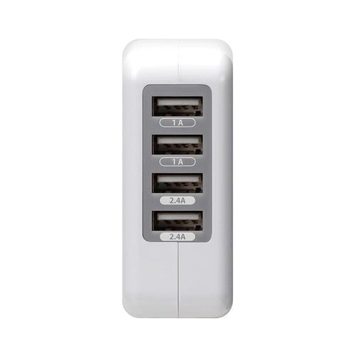 USB電源アダプタ4ポート 4.8A ホワイト