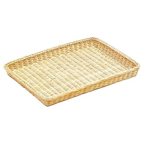 籐 浅型パンかご