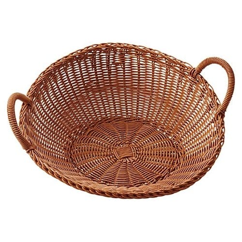 樹脂 丸斜め型 バスケット手付 茶