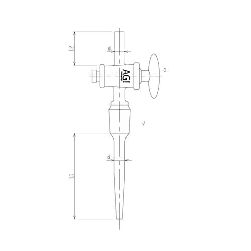 コック付キャピラリー管 丸フラスコ用 適応容量25mL 3388−1M−45 1個