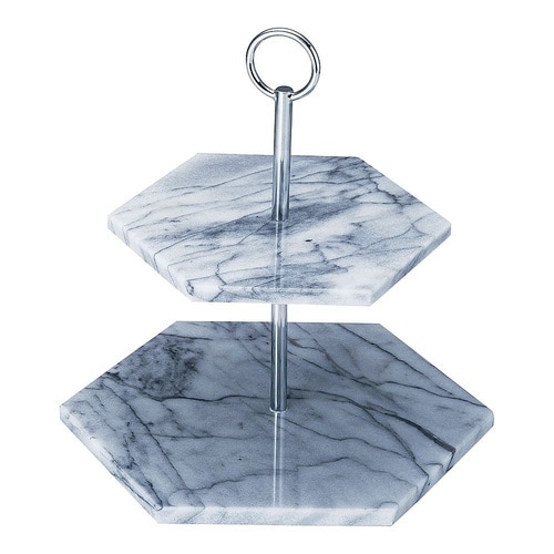 大理石製 2段デザートプレート