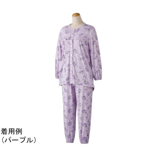 婦人大きめボタンストレッチパジャマ