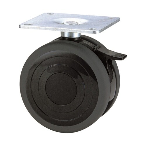 双輪キャスター φ100 固定ストッパー付 プレート式