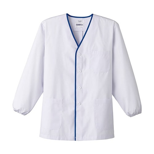 襟なし/長袖 男性用調理衣 ホワイト
