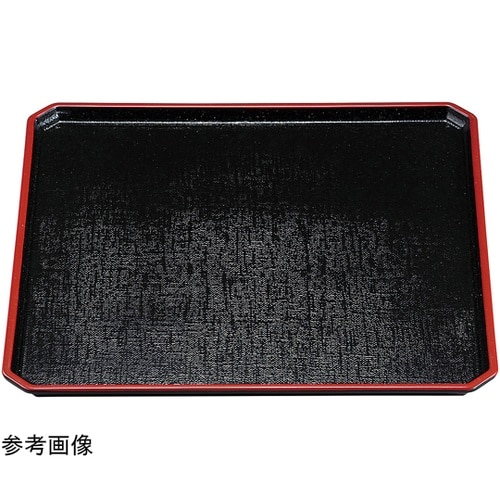 角隅切布目盆 黒天朱SL