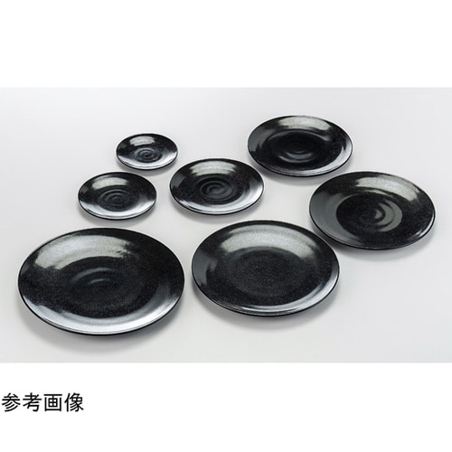 メラミン 丸盛皿黒ザラ目