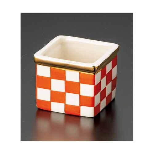 手描き金縁市松珍味入