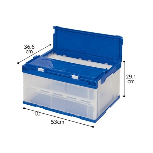 フタ一体型 折りたたみコンテナ(透明)